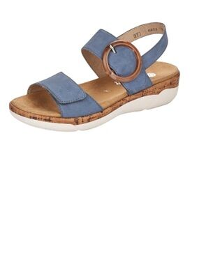 Remonte Blue Suede Cork Wedge Sandals blue size 41 or 9.5